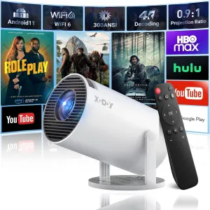 XGODY G3 Smart Mini Portable Projector with Wifi and Bluetooth, Native 1080p, Android 11.0 , Portable Projector 4k, 1 Count