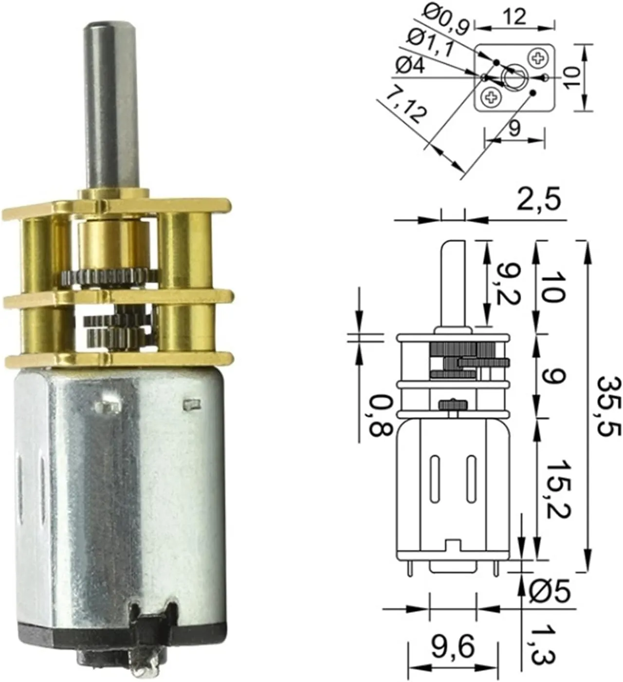 Xianglaa-Motor GA12-N20 12v Motor, Mini DC Metal Gear Reducer Low Speed ​​Small Motor for Smart Car Lock DIY Toy (Size : 300rpm)