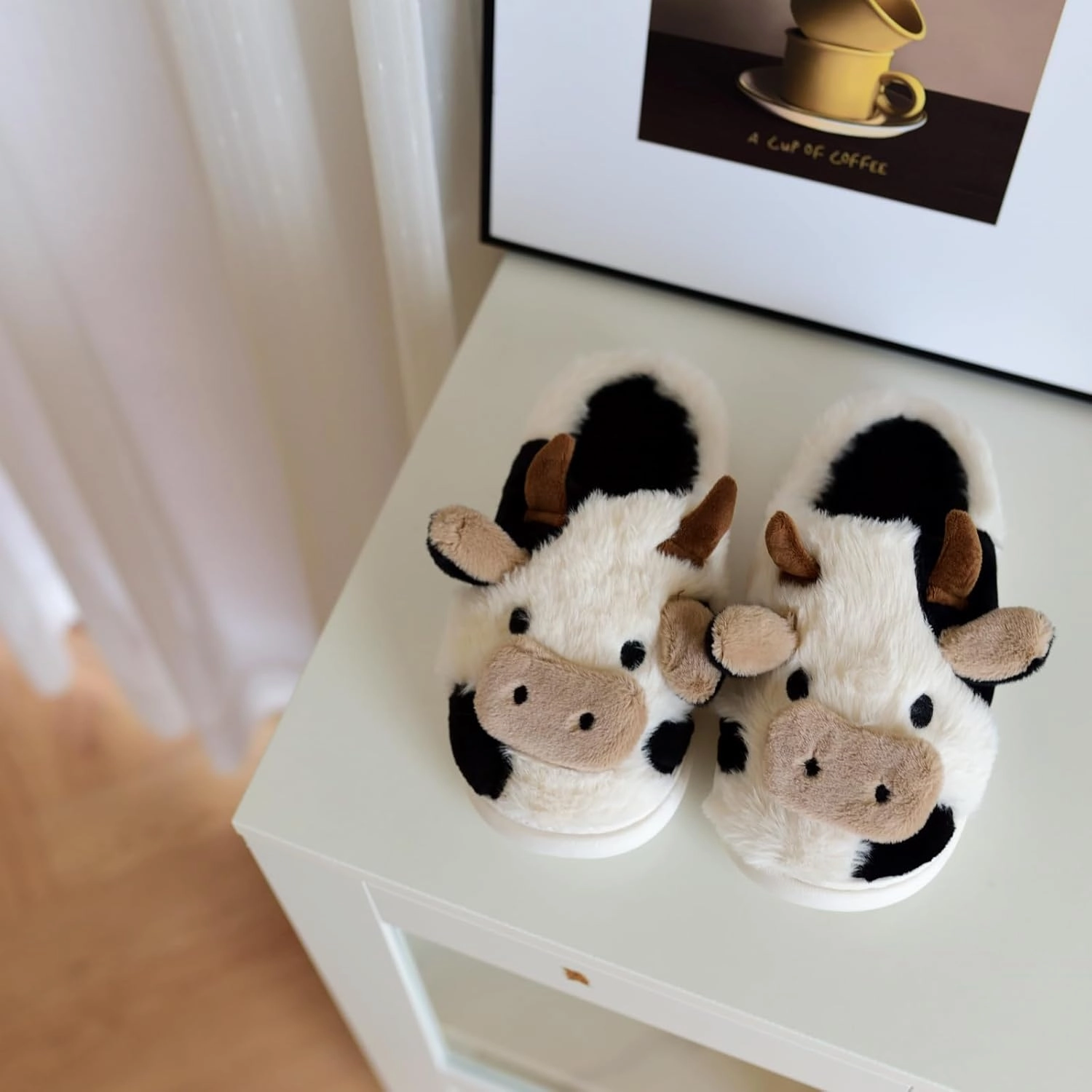 XIXITIAO Slippers For Women,Cow Slippers,Womens Fuzzy Slippers,Cute Animal Cartoon Fluffy Plush House Slippers For Women Men Indoor