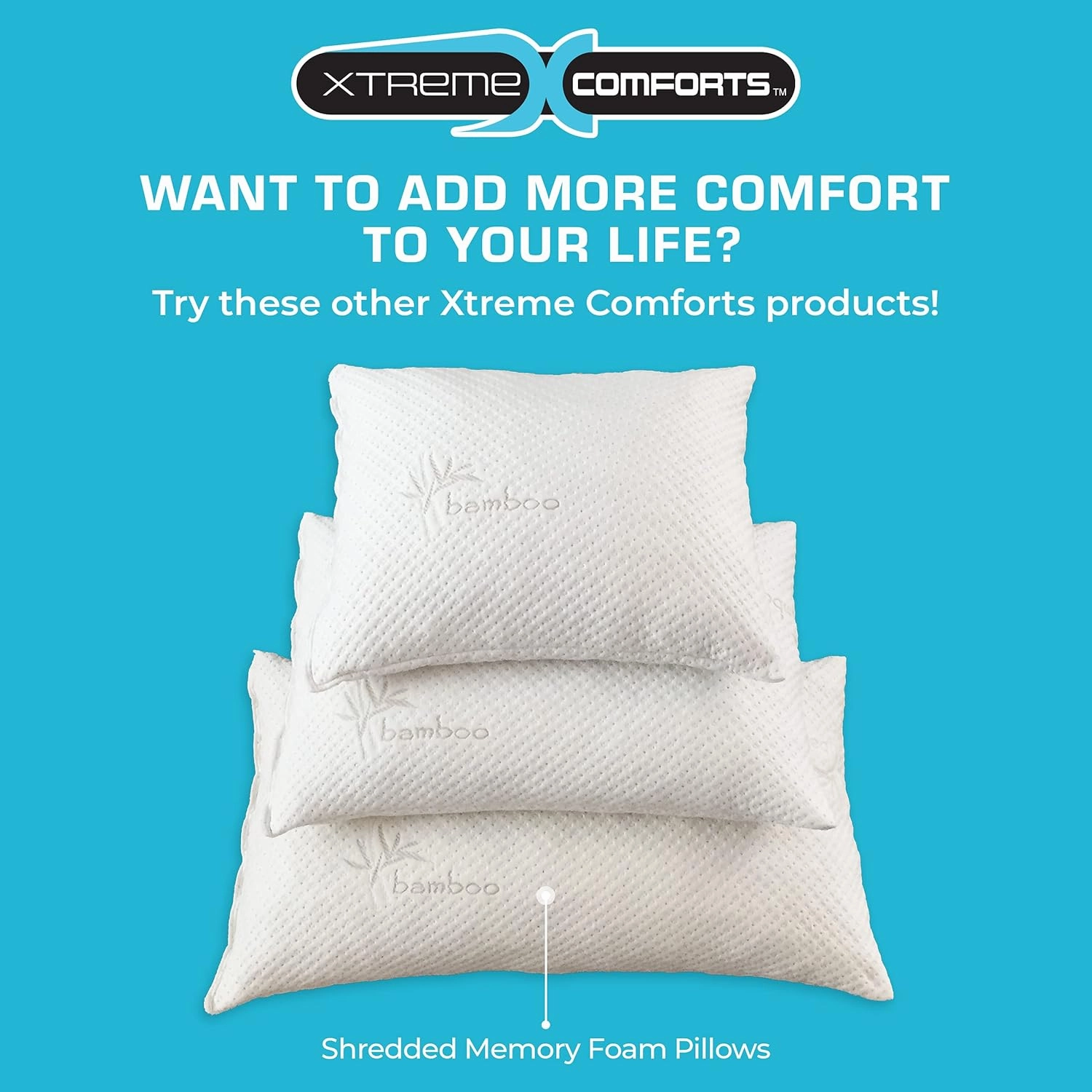 Xtreme Comforts 2-Pack Pillows for Sleeping Made in The USA - GreenGuard Gold Certified Adjustable Standard Memory Foam Pillow for Side, Back & Stomach Sleepers w/Removable Cooling Zipper Cover