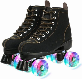 XUDREZ Cowhide Roller Skates for Women and Men High-Top Shoes Double-Row Design,Adjustable Classic Premium Roller Skates