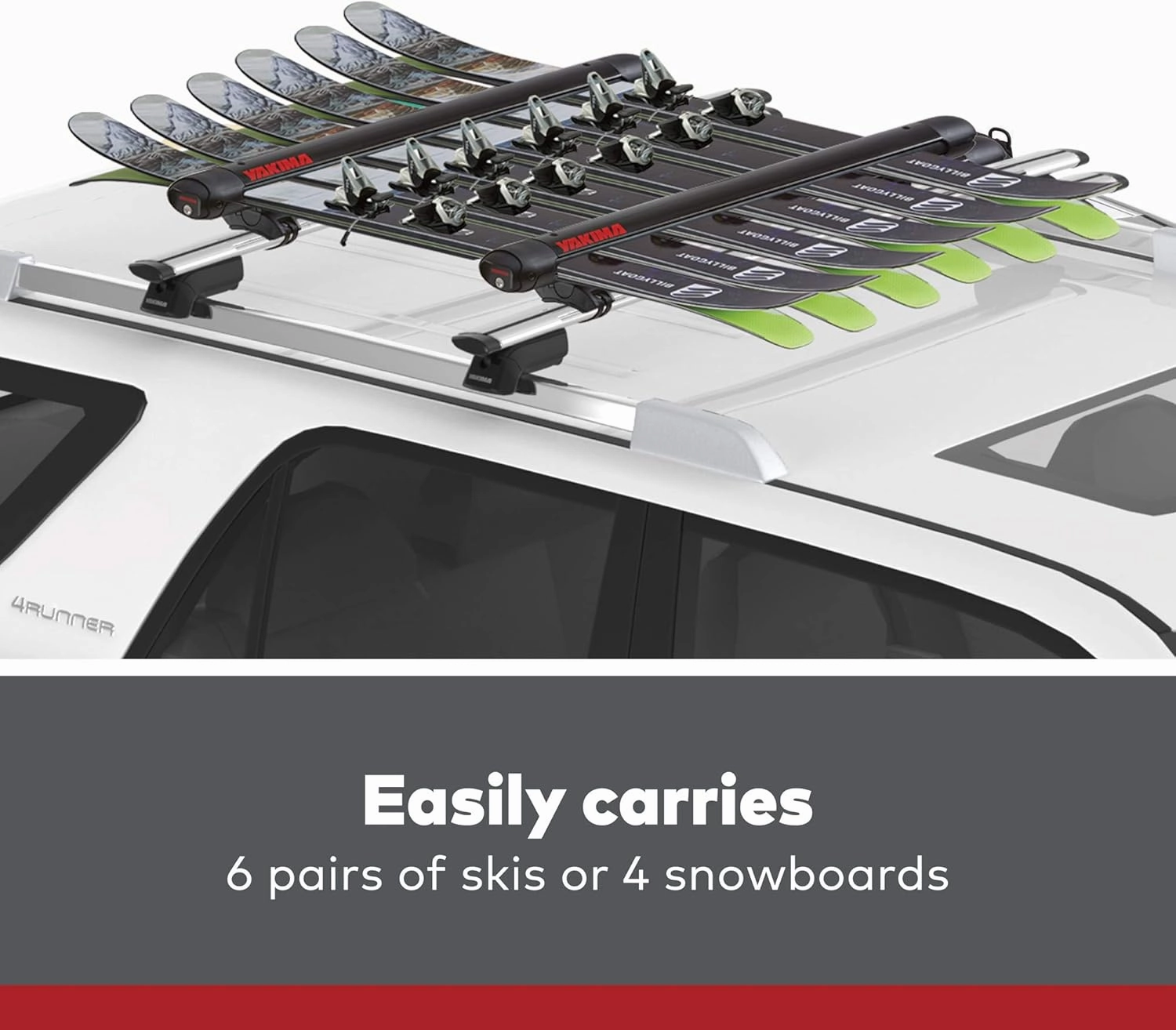 Yakima Ski/Snowboard Universal Car Roof Rack for 6 Ski Pairs/4 Boards, FatCat EVO 6, Black