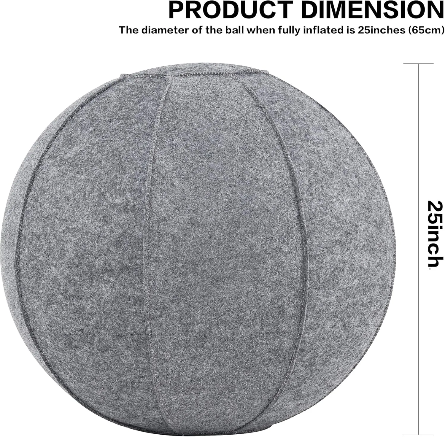 Yoga Ball Exercise Ball, Anti Slip Stability Ball Chair, 25” Heavy Duty Large Gym Ball for Fitness, Balance and Core Workout with Cover, Easy Clean