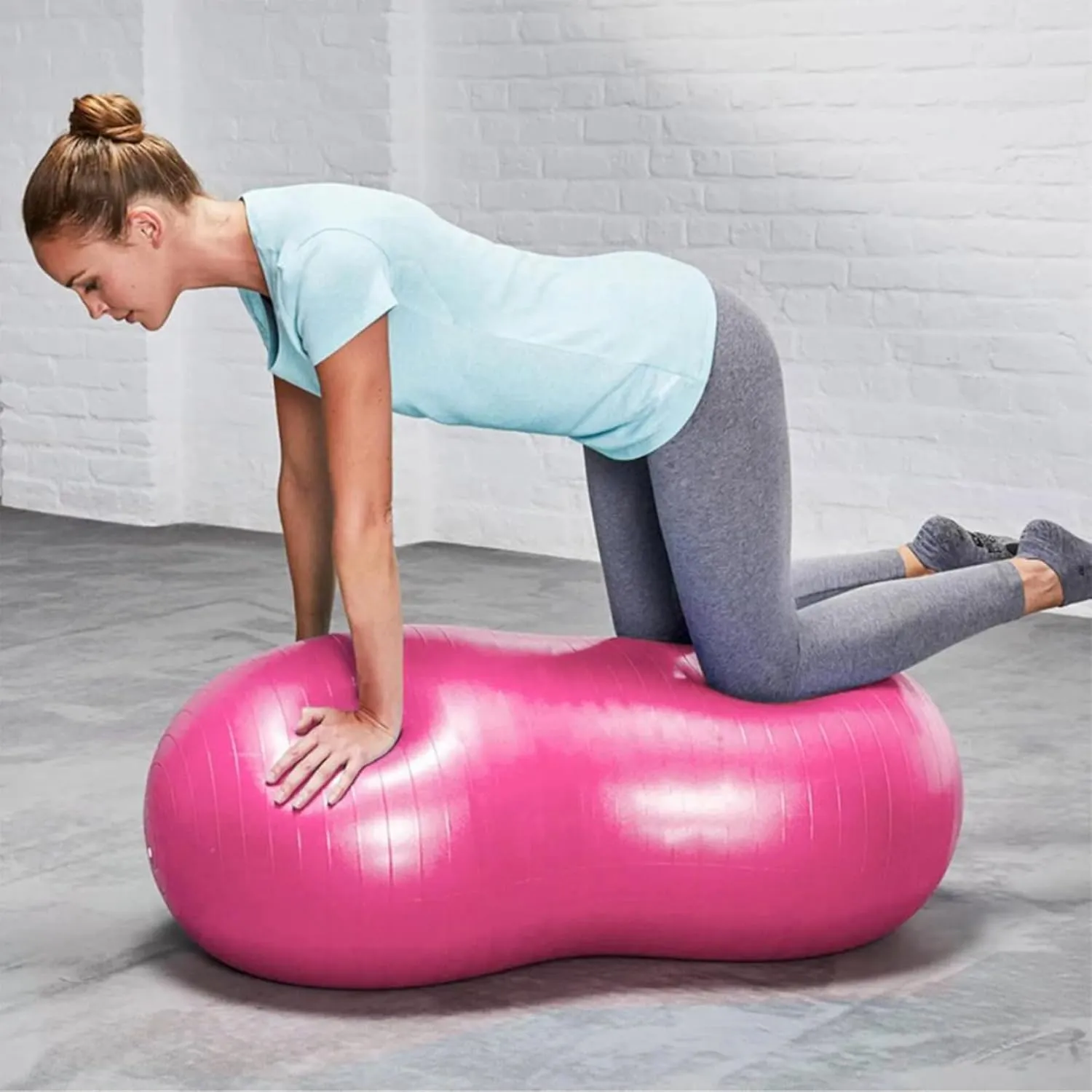 Yoga Ball for Pregnancy, Peanut Ball, Anti Burst Thicken PVC Peanut Exercise Ball, 35.4x17.7 Balance Ball with a Air Pump, Portable Peanut Ball for Kids Therapy Pregnancy Yoga, Blue