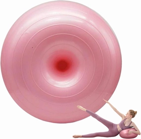 Yoga Ball Donut-Shaped 20x20x11 Inch Thick PVC Balance Ball for Exercise/Workout Anti-Burst Replacement Yoga Accessories