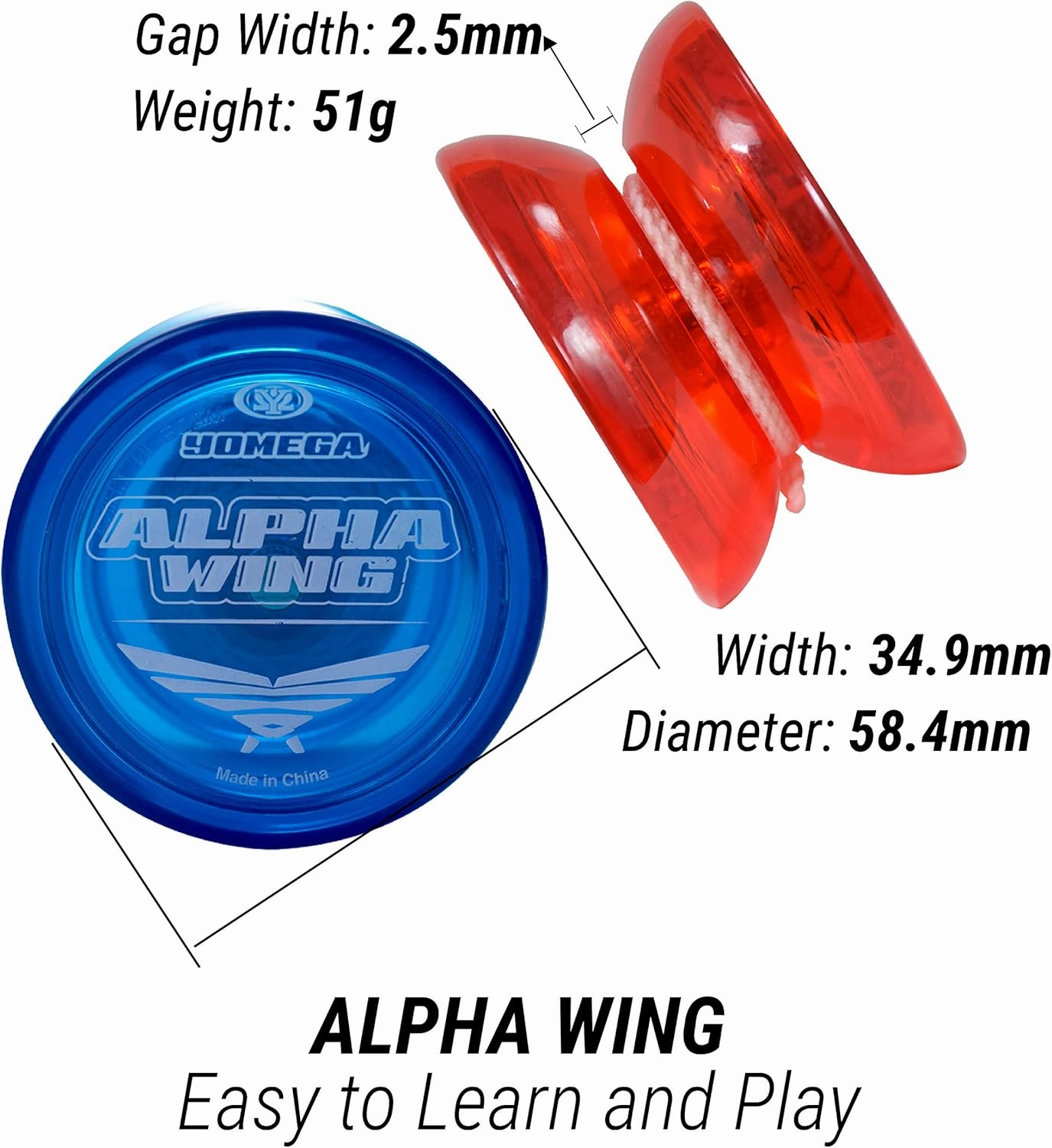 Yomega 3X Alpha Wing Yoyo, Fixed axle yo-yo Designed for Beginner. String Trick Play and Fixed axle Enthusiasts! (Classic)