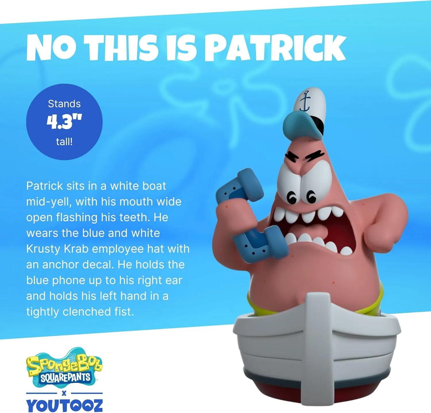 Youtooz No, This is Patrick 4.3" Vinyl Figure, High Detailed Collectible by Youtooz Spongebob Squarepants Collection