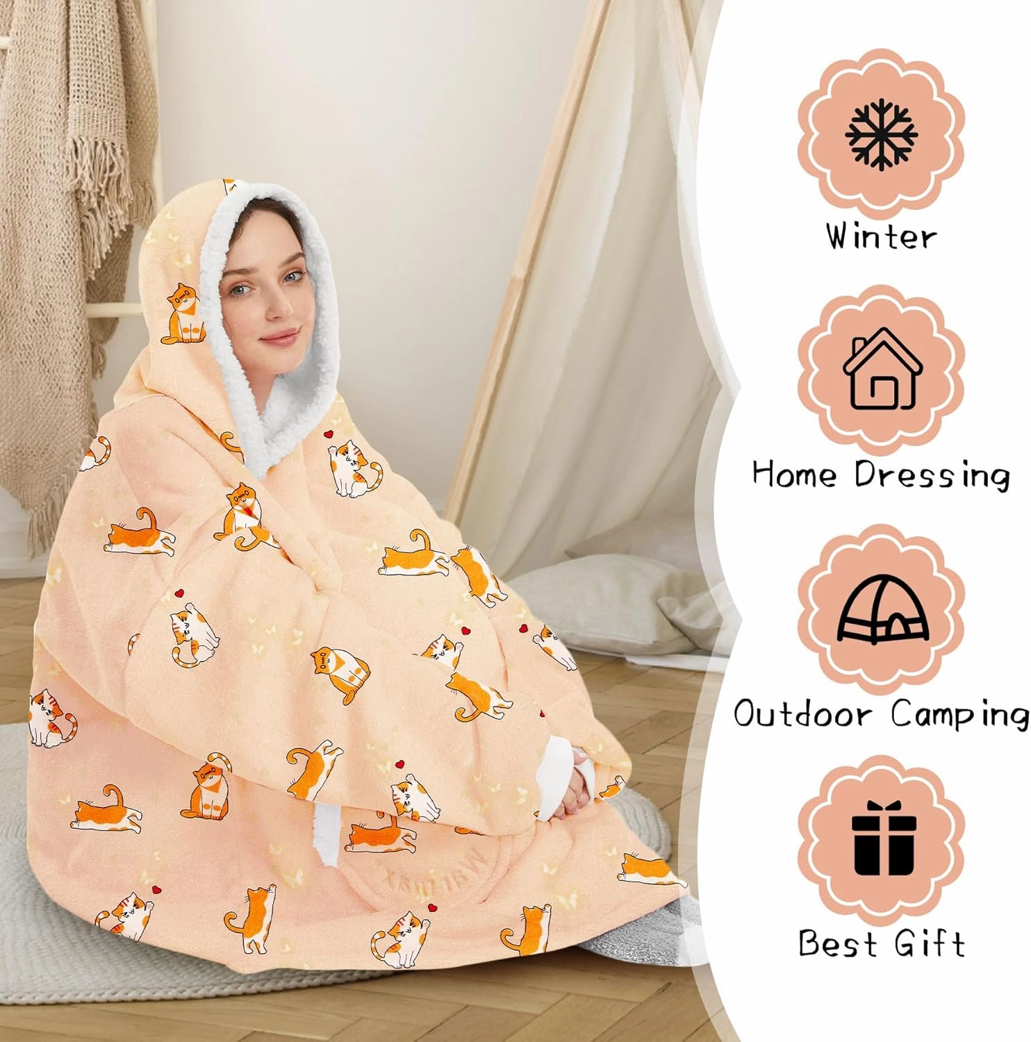 Zando Blanket Hoodie Wearable Blanket Kids and Adult Gift Comfy Blanket Hoodie Oversized Sweatshirt Sherpa Fleece