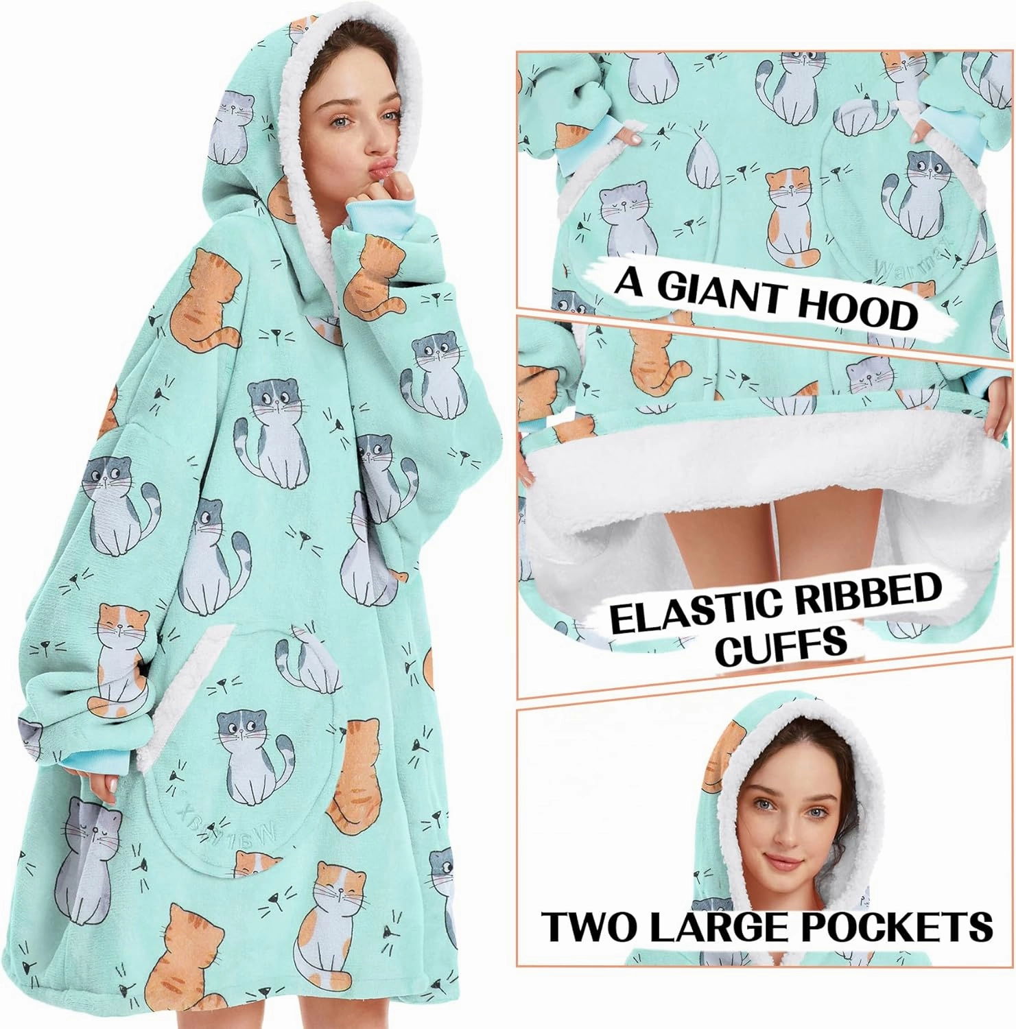 Zando Blanket Hoodie Wearable Blanket Kids and Adult Gift Comfy Blanket Hoodie Oversized Sweatshirt Sherpa Fleece