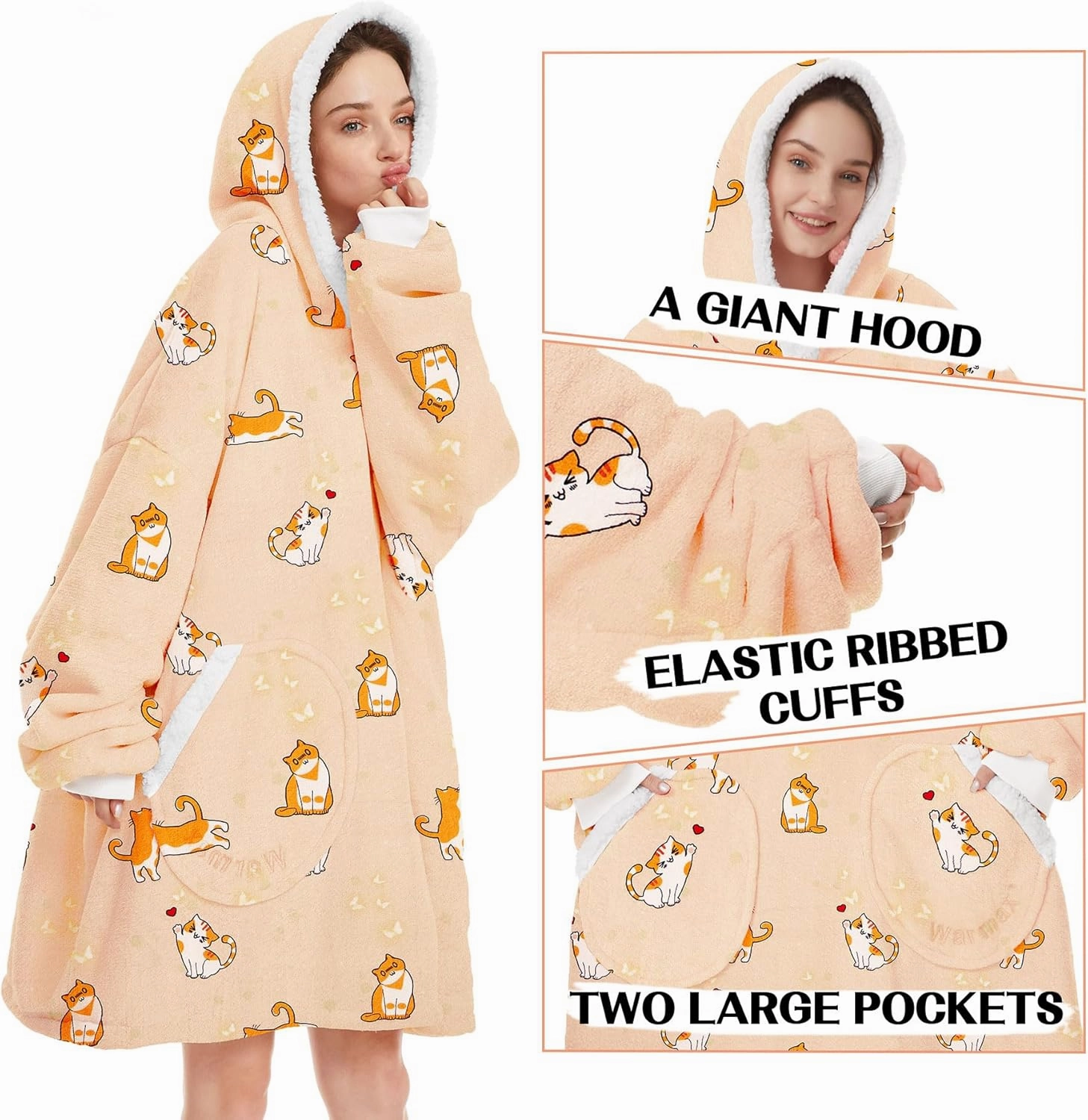 Zando Blanket Hoodie Wearable Blanket Kids and Adult Gift Comfy Blanket Hoodie Oversized Sweatshirt Sherpa Fleece
