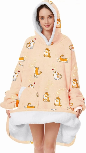 Zando Blanket Hoodie Wearable Blanket Kids and Adult Gift Comfy Blanket Hoodie Oversized Sweatshirt Sherpa Fleece