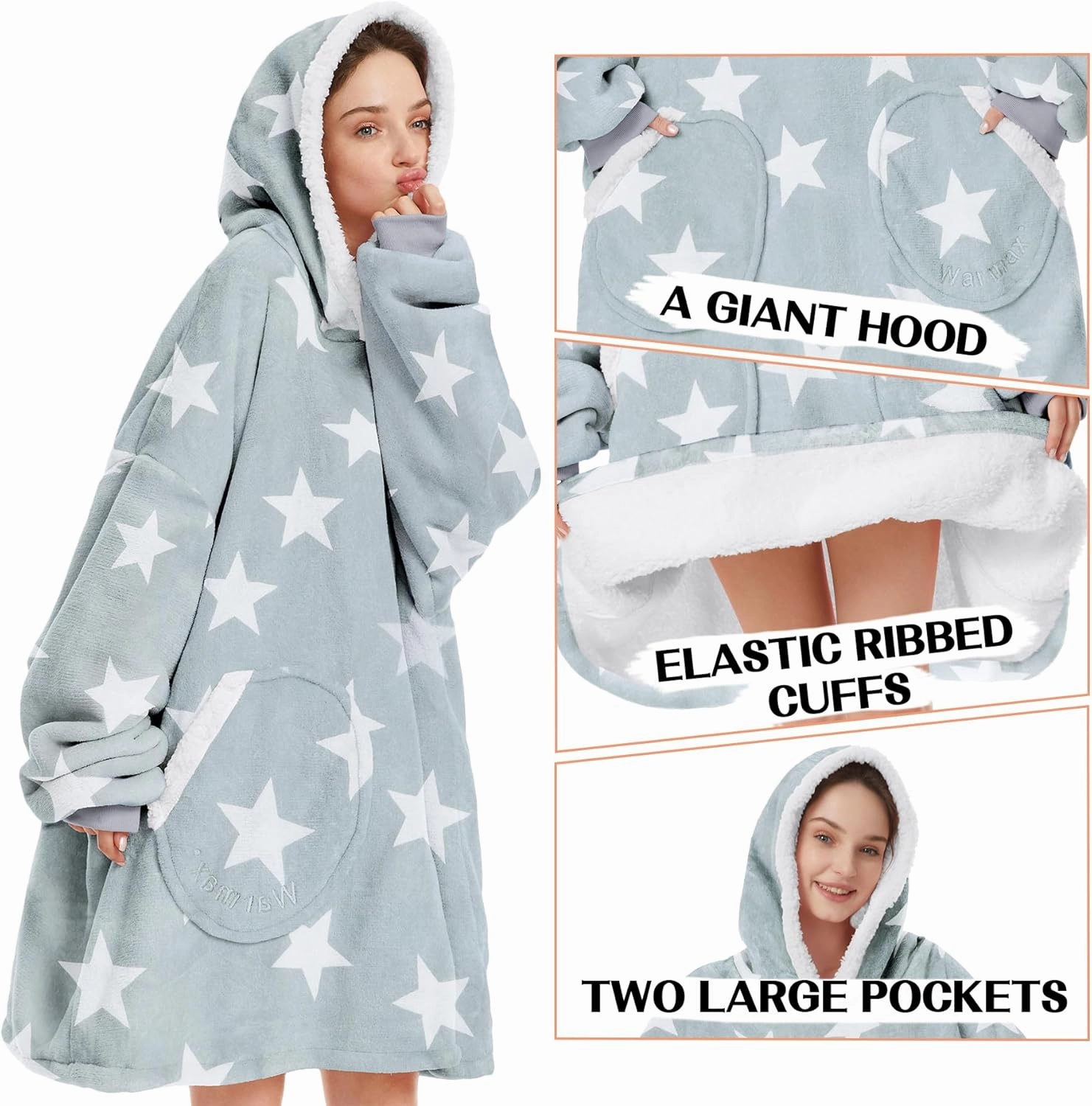 Zando Blanket Hoodie Wearable Blanket Kids and Adult Gift Comfy Blanket Hoodie Oversized Sweatshirt Sherpa Fleece