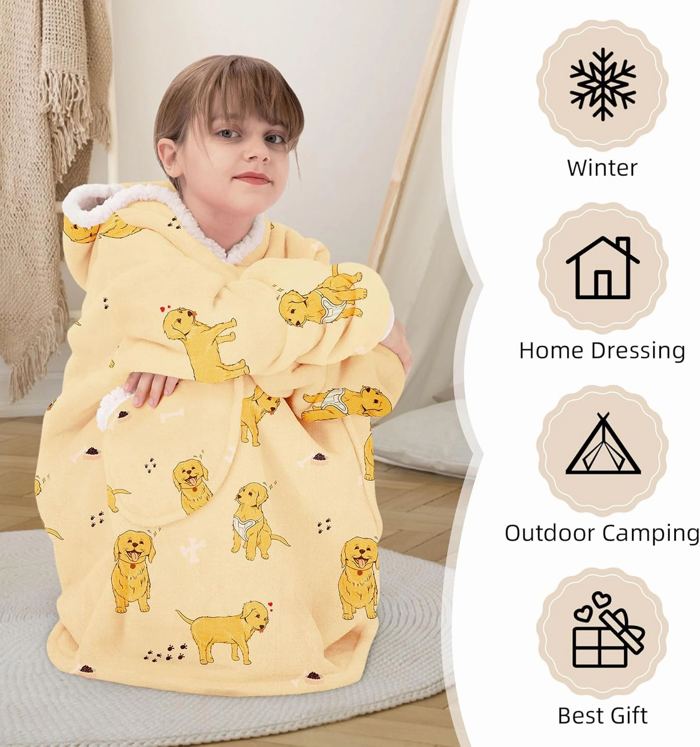 Zando Blanket Hoodie Wearable Blanket Kids and Adult Gift Comfy Blanket Hoodie Oversized Sweatshirt Sherpa Fleece