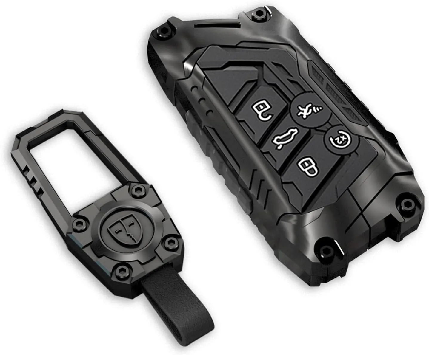Zinc Alloy Key Fob Cover,Keychain,Full Protection Car Key Case for Volkswagen Golf 8 ID.3 ID.4 Seat Leon MK8 MK4 Ateca Skoda Octavia Atlas GTI VW Smart Keyshell Accessories(NO.108 Black)