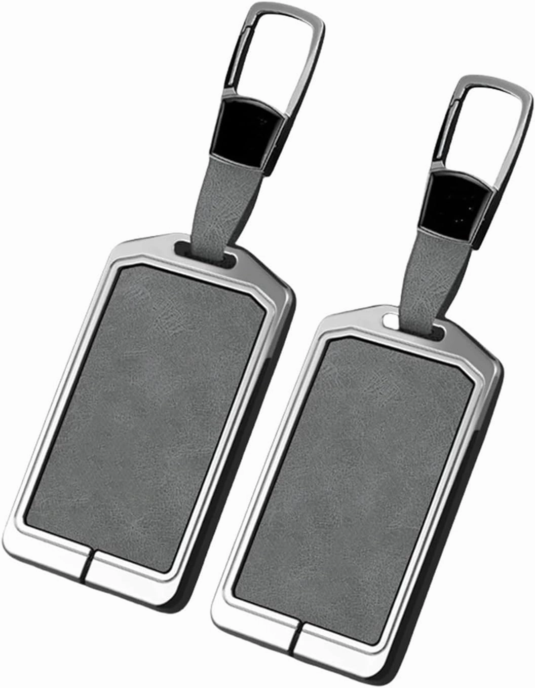 Zinc Alloy Leather Car Smart Remote Key Fob Case Cover Shell Bag Compatible for Extremely Krypton 001 ZEEKR NFC Card Keychain Accessories(A-Style 1Grey2)