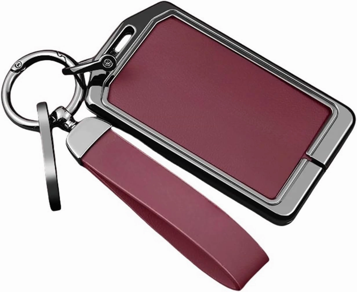 Zinc Alloy Leather Car Smart Remote Key Fob Case Cover Shell Bag Compatible for Extremely Krypton 001 ZEEKR NFC Card Keychain Accessories(A-Style 1Grey2)