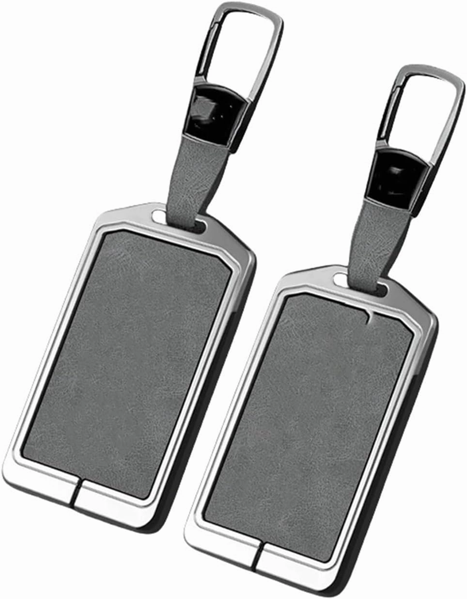 Zinc Alloy Leather Car Smart Remote Key Fob Case Cover Shell Bag Compatible for Extremely Krypton 001 ZEEKR NFC Card Keychain Accessories(A-Style 1Grey2)