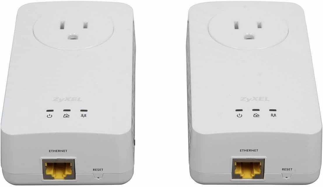 ZyXEL 600 Mbps Mini Powerline AV2 Gigabit Adapter with AC Pass Through, Starter Kit - 2 Units (PLA5215KIT)
