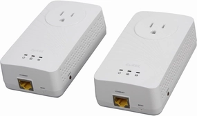 ZyXEL 600 Mbps Mini Powerline AV2 Gigabit Adapter with AC Pass Through, Starter Kit - 2 Units (PLA5215KIT)